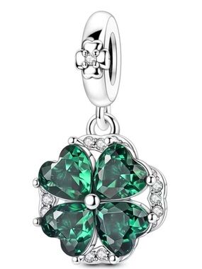 Sterling Clover Spins on Bracelet 925 ale Dangle Charm